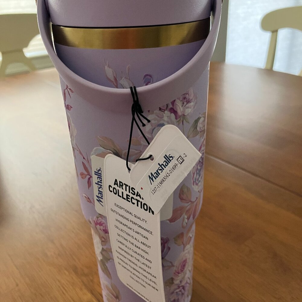 NWT Floral Insulated Stainless Steel Tumbler – Lavender – 24 oz (approx.)